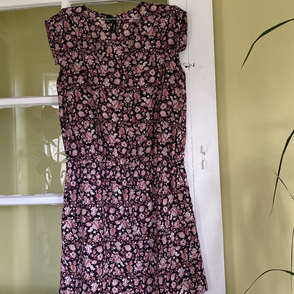 Mango, Floral MiniDress, cinched waist, size M
